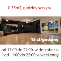 Sala C, od 17:00 do 22:00  w dni robocze i od 11:00 do 22:00 w weekendy